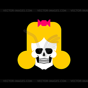 Девушка-череп. Женская голова скелета - изображение в векторном виде