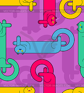 Long cat pattern seamless. Cartoon pet background. - vector EPS clipart