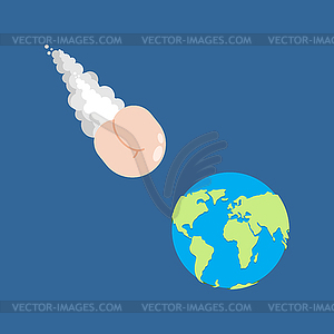 Ass and Earth. Approaching catastrophe. Comet and - vector image