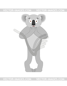 Koala scared. koala bear frightened. Beast afraid. - vector clipart