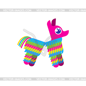 Pinata broken . Traditional mexican donkey toy - vector image