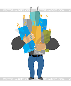 Man with shopping bags. Male shopping - vector image