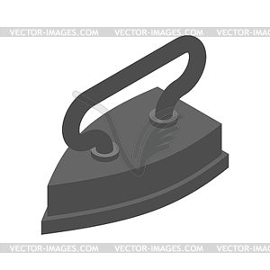 Old retro iron . Heavy heated metal appliance for - vector image