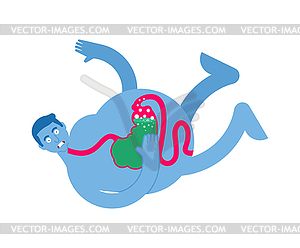 Heaviness in stomach. bloating and nausea. Sick - stock vector clipart