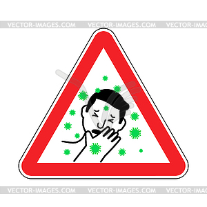 Attention coronavirus. Red triangle road sign. - vector clipart