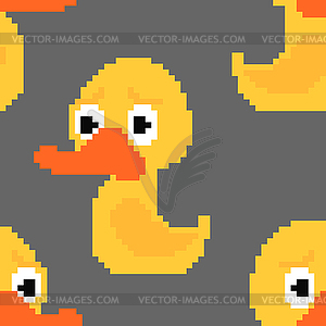 Rubber duck pixel art pattern seamless. Toy 8 bit - vector clipart