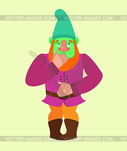 Garden gnome Nausea. dwarf Sick emotions. ill - stock vector clipart
