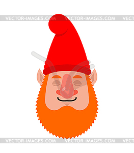 Garden gnome sleeping emoji. dwarf asleep - vector clipart