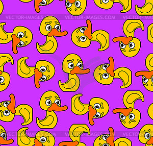 Rubber duck pattern seamless. Toy Cartoon bird - vector clip art