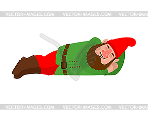 Garden gnome sleeping. dwarf asleep. dormant - vector image