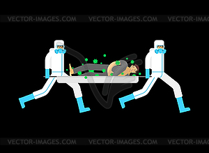 Sick coronavirus epidemic. Doctor in protective - vector clipart