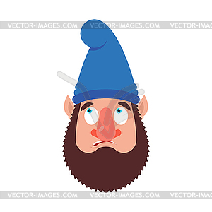 Garden gnome confused oops. dwarf perplexeds. - vector clipart