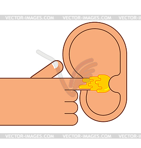 Finger in ear. Pick earwax with your finger - vector clipart