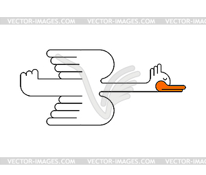 White goose flying . ducks bird of passage. illus - vector image