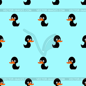 Black duck pattern seamless. Cartoon bird - vector clip art