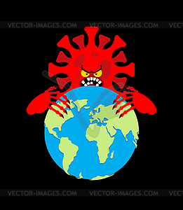 Coronavirus impact on planet. Pandemic virus and - vector clipart