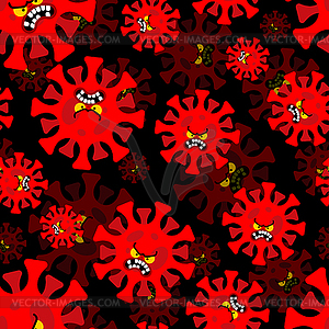 Angry Coronavirus pattern seamless. Evil virus - vector clipart