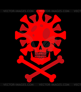 Coronavirus skull Deadly danger sign. Pandemic. - color vector clipart