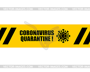 Coronavirus Quarantine Tape sticker pattern. Virus - vector image