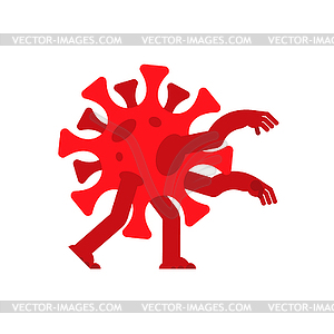 Coronavirus run. Virus is coming. Pandemic virus. - vector image