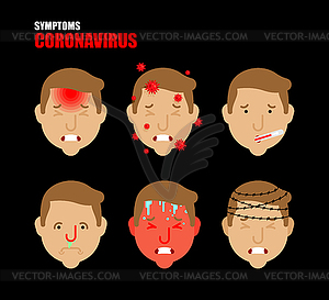 Symptoms Of Coronovirus Set Sore Throat Fever Royalty Free Vector Clipart