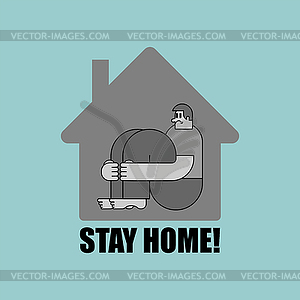 Stay at home. Man inside house. Coronavirus - vector clipart / vector image