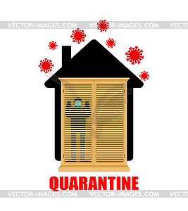Quarantine of virus. Man inside in closet - vector clipart