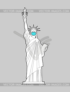 Статуя Свободы в медицинской маске. Коронавирус в - изображение векторного клипарта