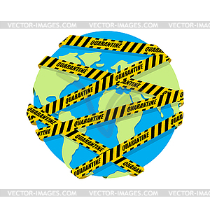 Quarantine on earth. Planet is wrapped in yellow - vector image