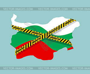 Bulgaria wrapped in yellow warning tape - vector clipart