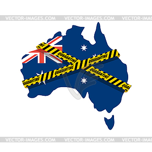 Quarantine in Australia. Australian map is wrapped - vector clipart