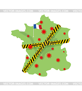 Quarantine in France. French map is wrapped in - vector clip art