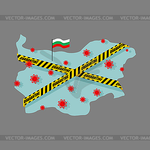 Quarantine in Bulgaria. Bulgarian map is wrapped - vector image