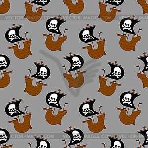 Pirate ship pattern seamless. filibuster background - vector clipart / vector image