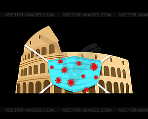 Колизей в медицинской маске. Карантин в Италии. - векторный клипарт EPS