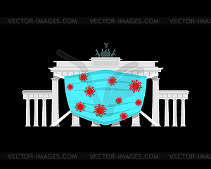 Branderburg Gate in medical mask. Quarantine in - vector image