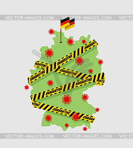 Germany is wrapped in yellow warning tape - vector image