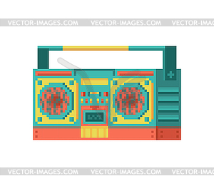 Audio tape recorder pixel art. Boombox 8 bit. - color vector clipart