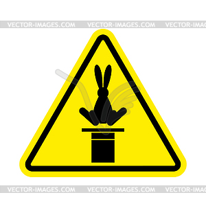 Attention Magic trick. Caution Magician Hat and - vector clip art