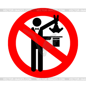 Stop Magic trick. Ban Magician Hat and hare. no - vector clipart