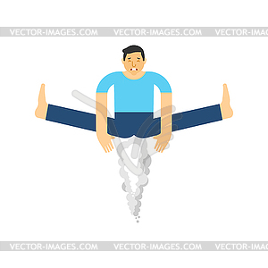 Big fart. Guy farting jumped. flatulence - vector clip art
