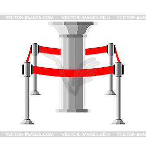 Barrier red fence with pedestal  - royalty-free vector clipart