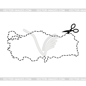 Turkey map Scissors cut template. Dashed line - vector image
