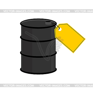 Barrel oil blank yellow price tag. Discount price - vector image