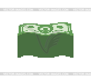 Pack of money pixel art. cash 8 bit. Pixelate - vector image