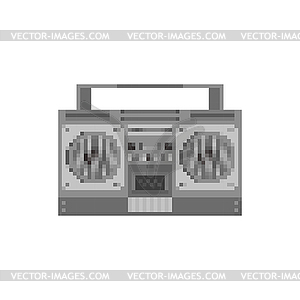Audio tape recorder pixel art. Boombox 8 bit. - vector clipart
