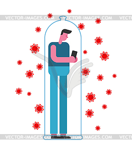 Glass bell Coronavirus protection. Quarantine - vector clip art