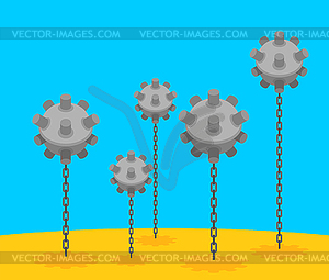 Naval mines underwater bombs floating underwater - vector image