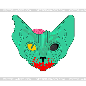 Zombie cat. Pet green monster - vector clipart