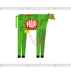 Zombie Cow. beef green monster - vector clipart